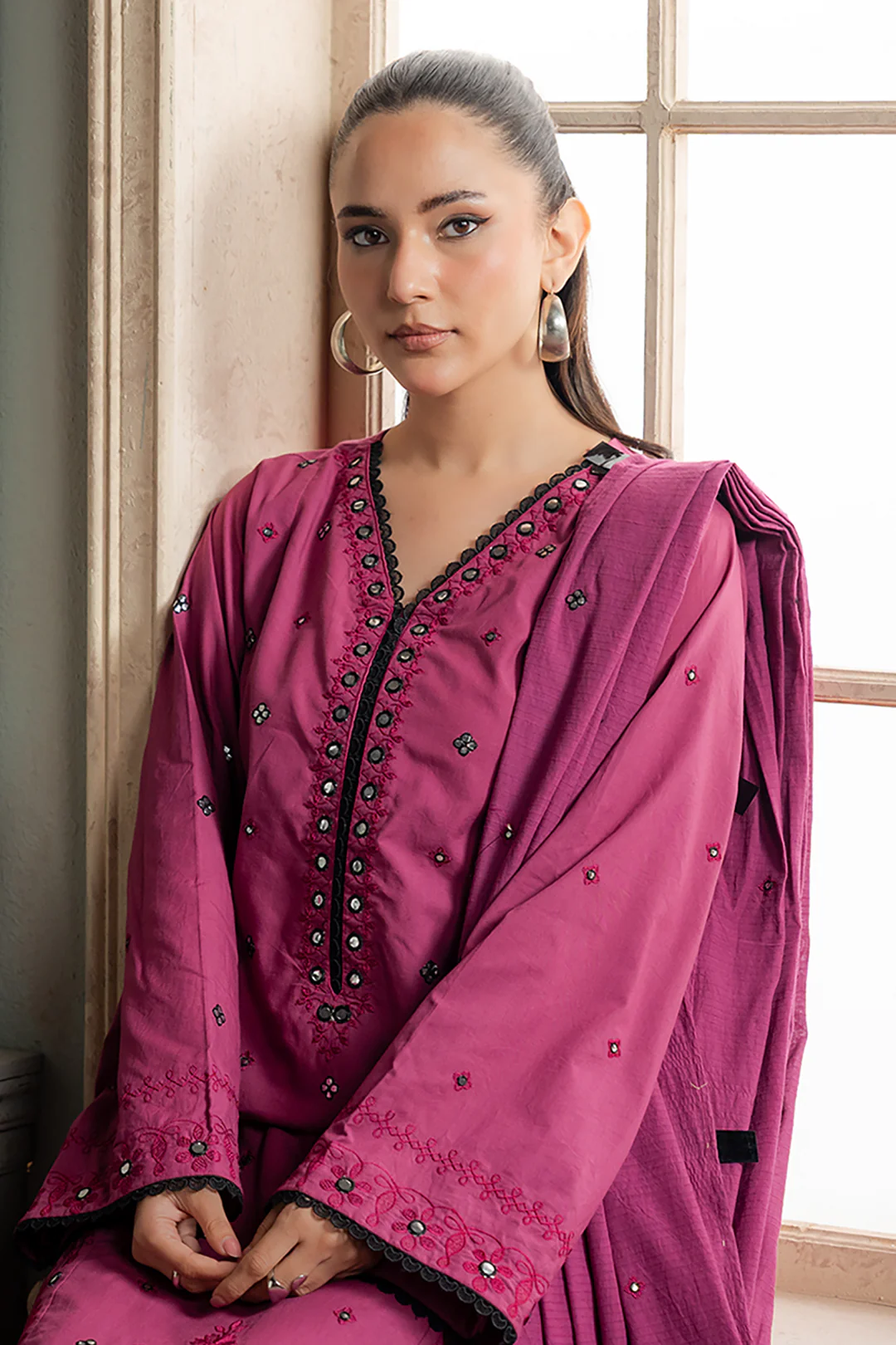 Embroidered Shirt Shalwar Dupatta - 0584 - Image 16