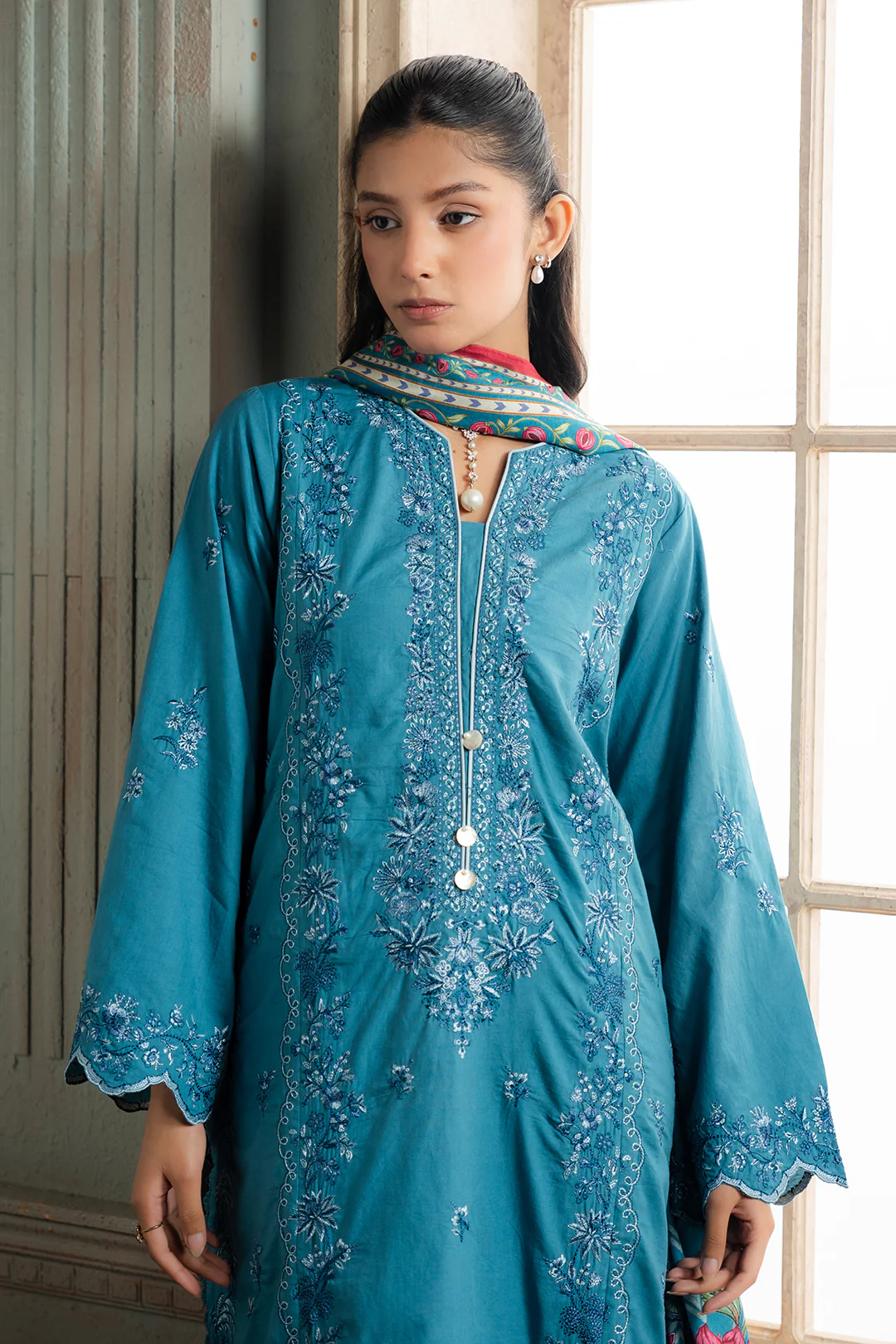Embroidered Shirt Shalwar Dupatta - 0588 - Image 5