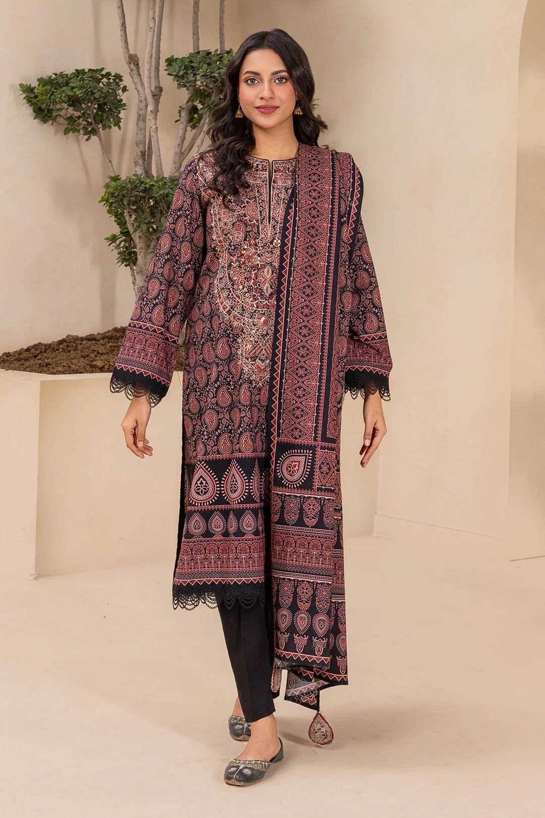 Embroidered Shirt Shalwar Dupatta - 0639 - Image 2