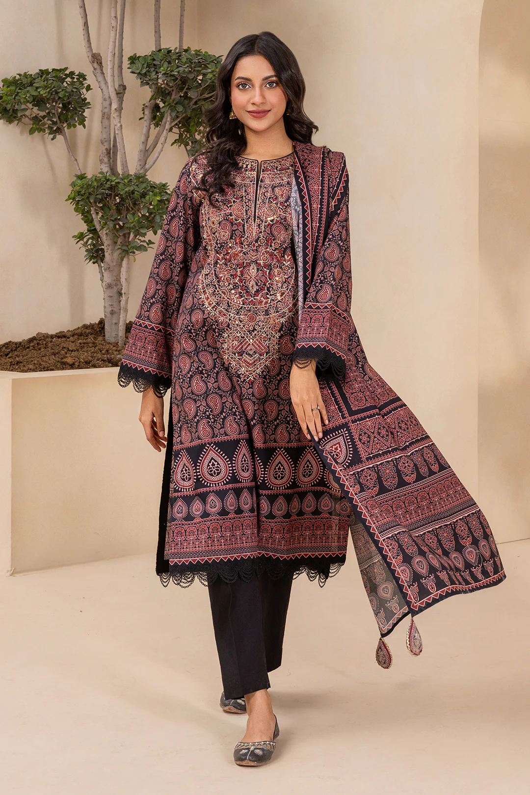 Embroidered Shirt Shalwar Dupatta - 0639 - Image 4