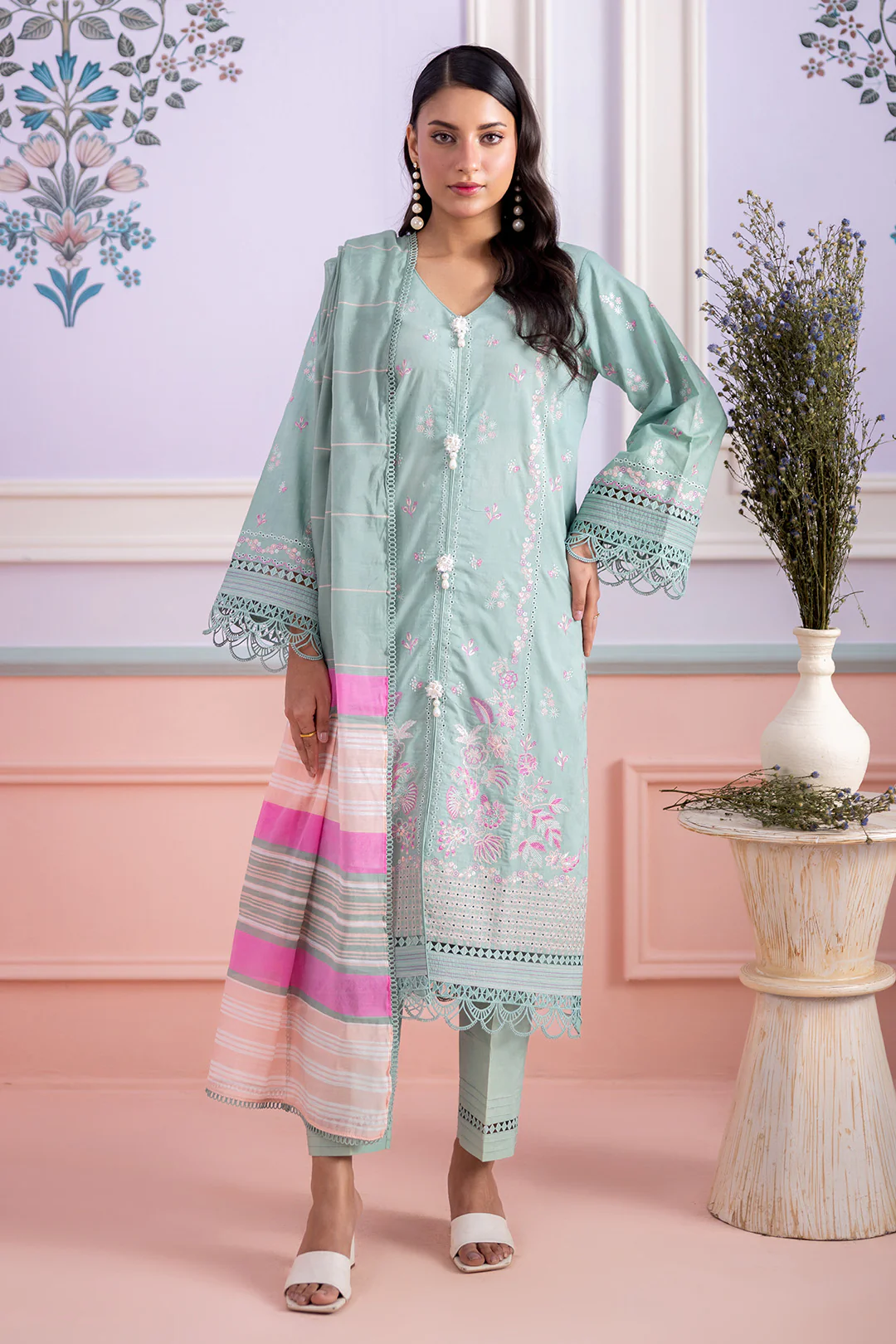 Embroidered Shirt Shalwar Dupatta - 0645 - Image 2