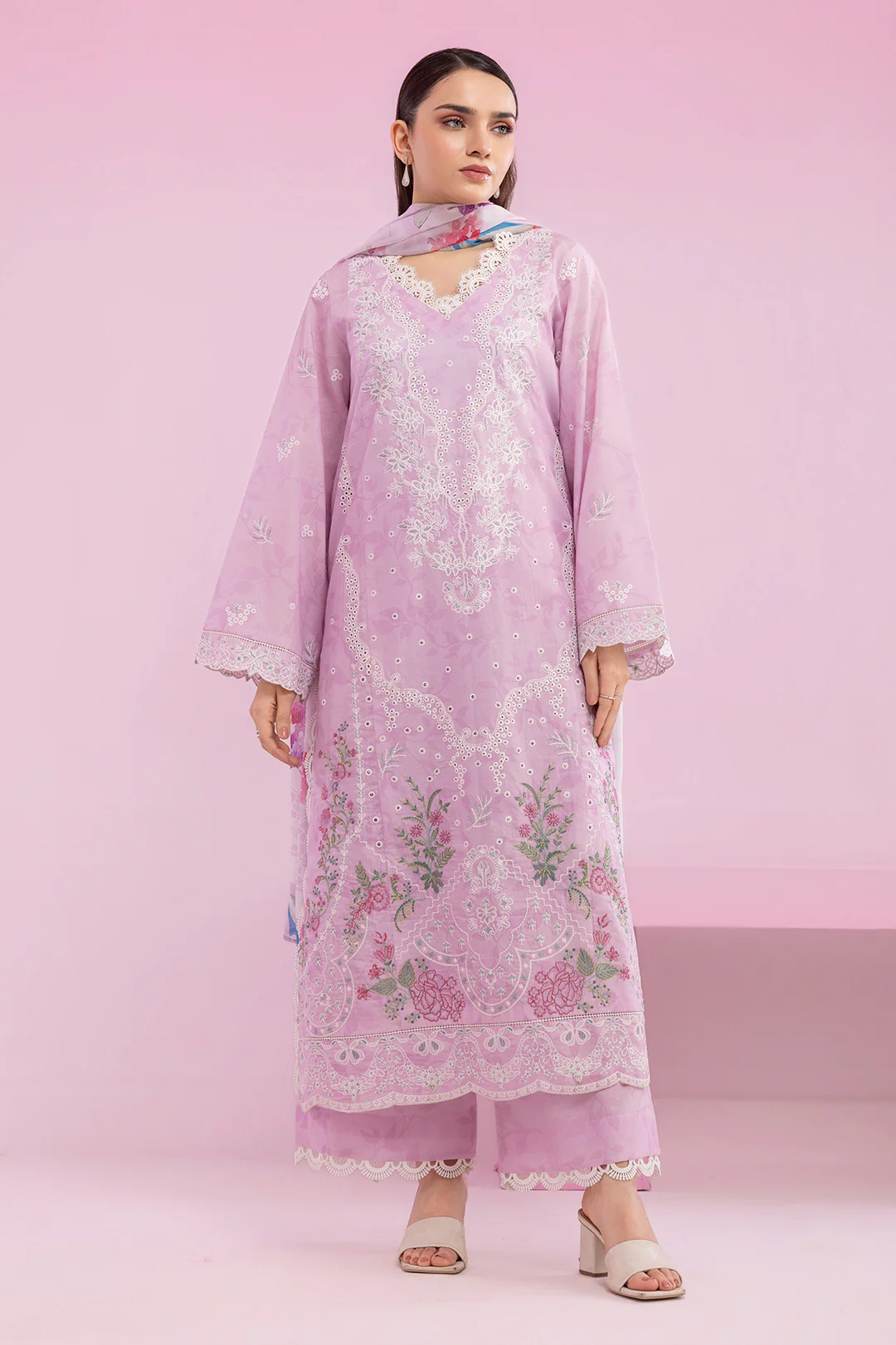 Embroidered Shirt Shalwar Dupatta - 0648 - Image 6