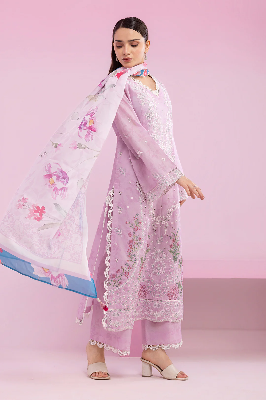 Embroidered Shirt Shalwar Dupatta - 0648 - Image 7