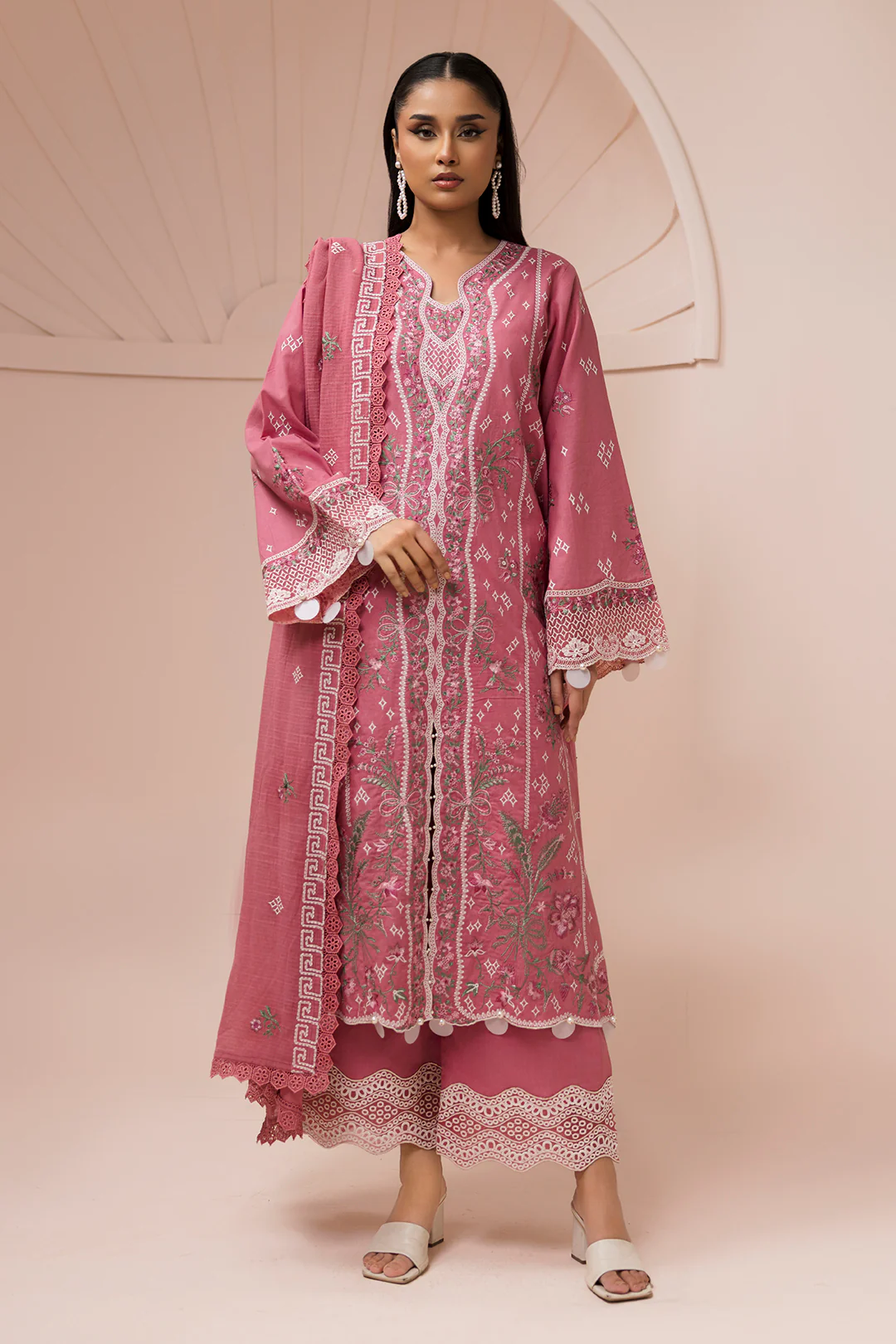 Embroidered Shirt Shalwar Dupatta - 0654 - Image 2