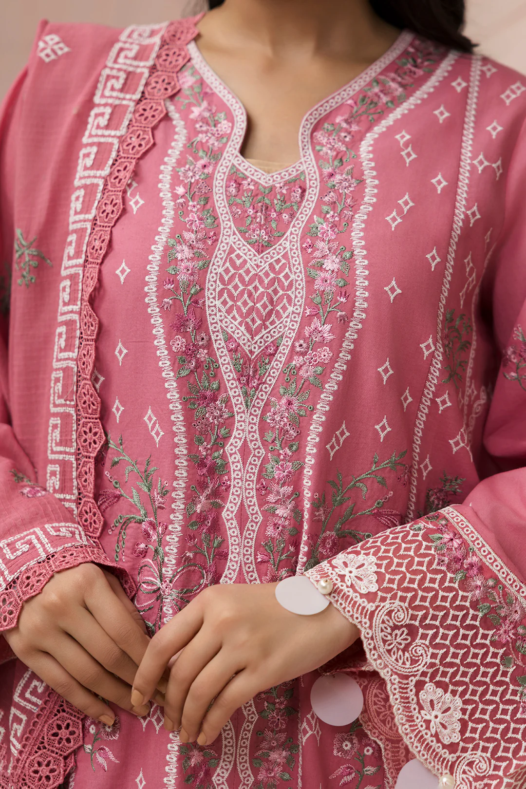 Embroidered Shirt Shalwar Dupatta - 0654 - Image 6