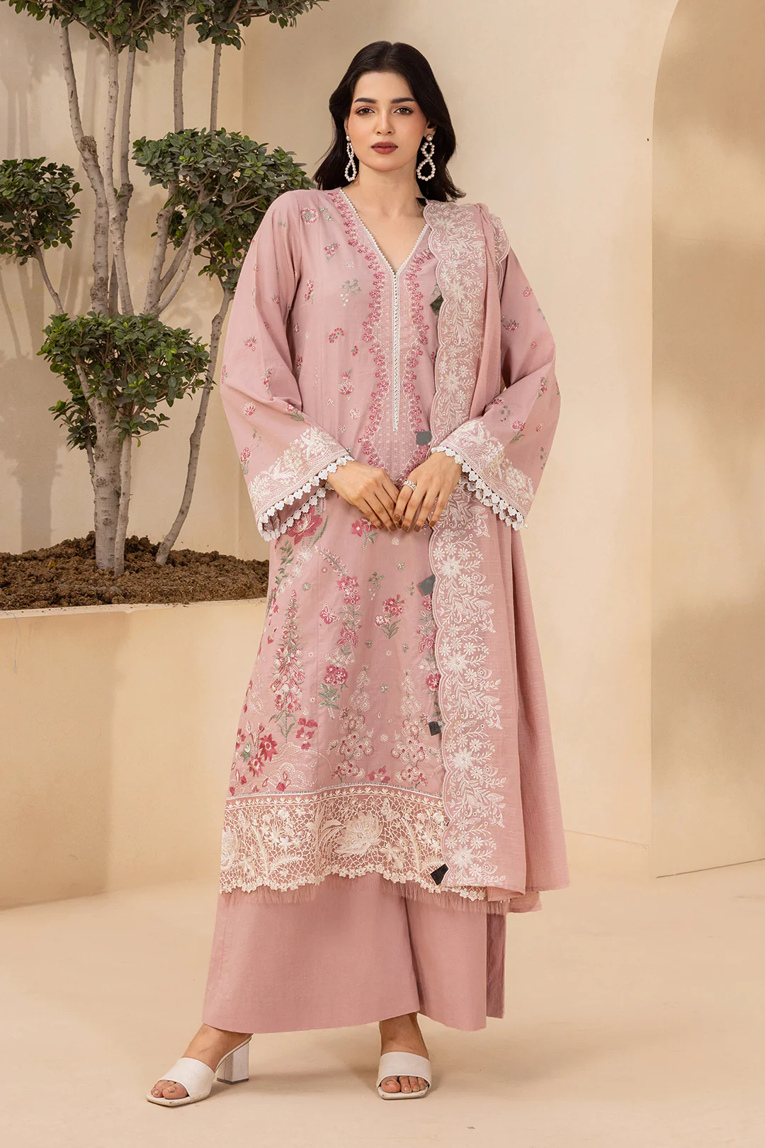 Embroidered Shirt Shalwar Dupatta - 0658 - Image 2