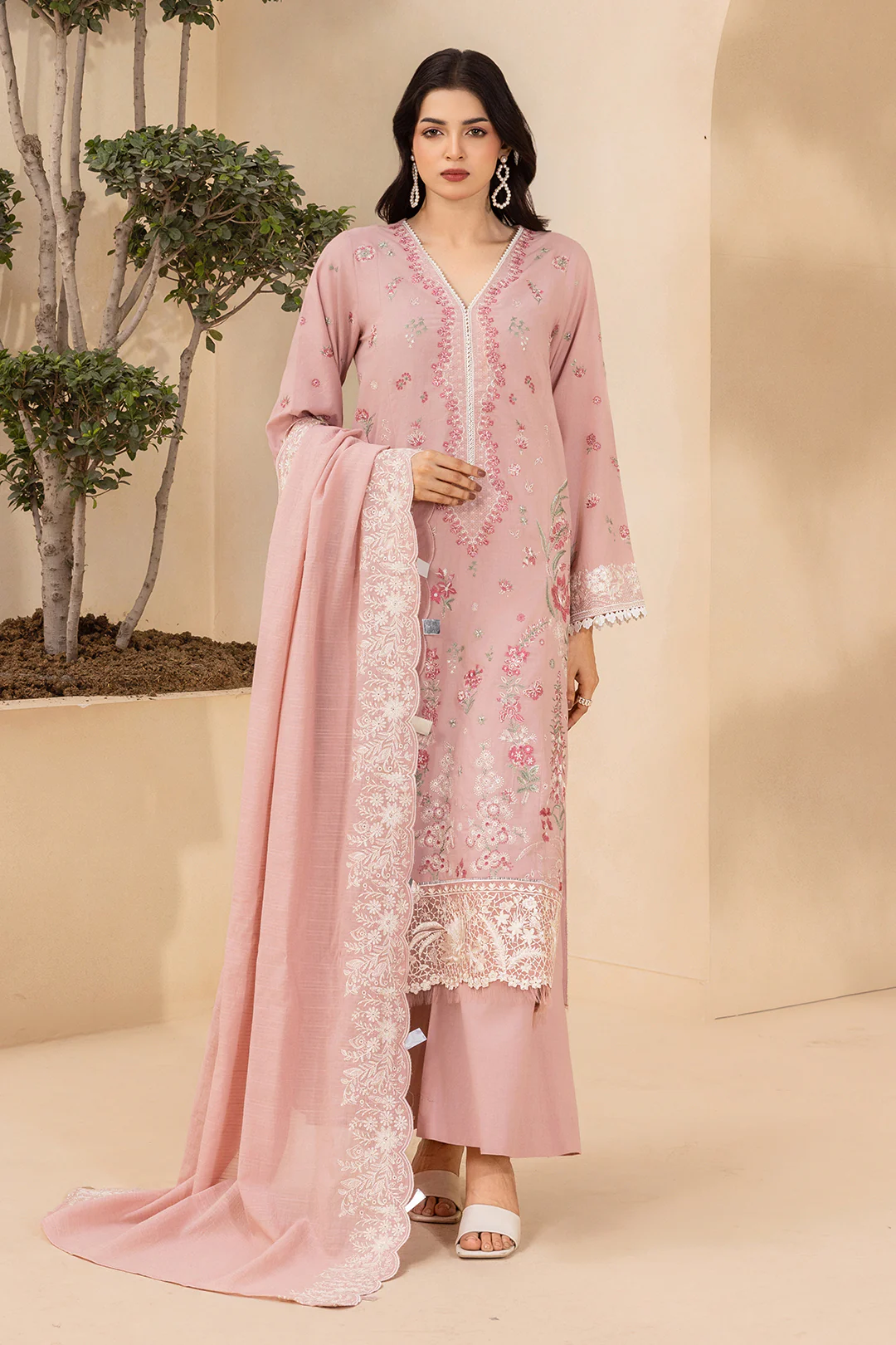 Embroidered Shirt Shalwar Dupatta - 0658 - Image 4