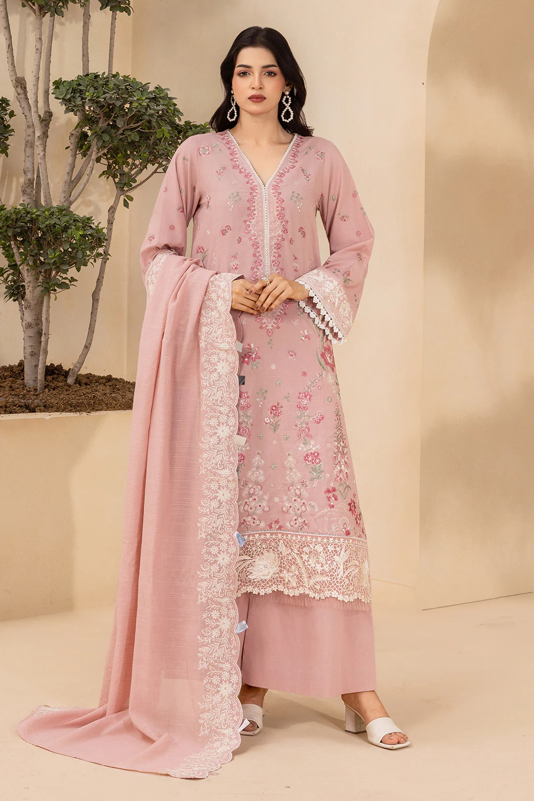 Embroidered Shirt Shalwar Dupatta - 0658 - Image 5