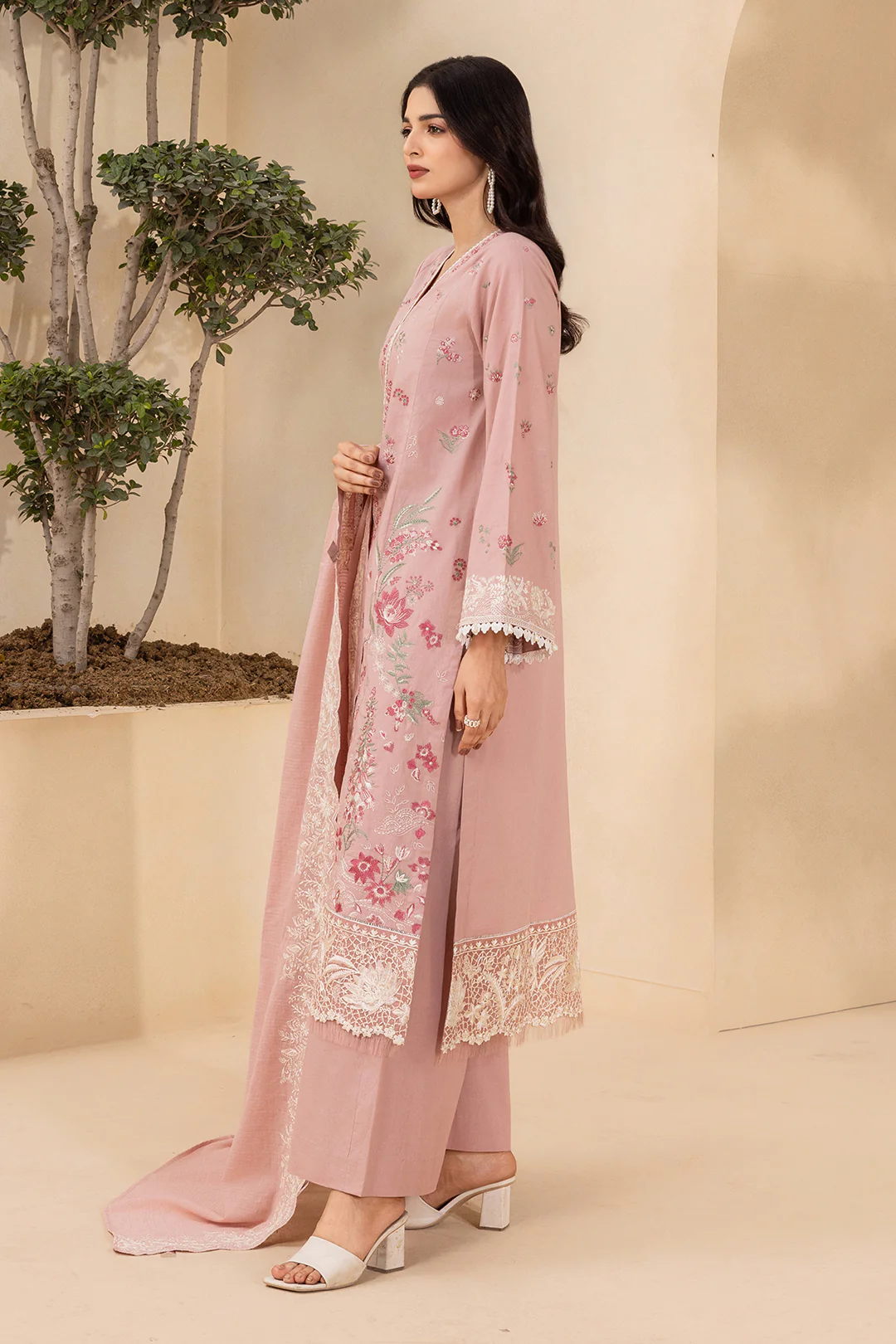 Embroidered Shirt Shalwar Dupatta - 0658 - Image 6
