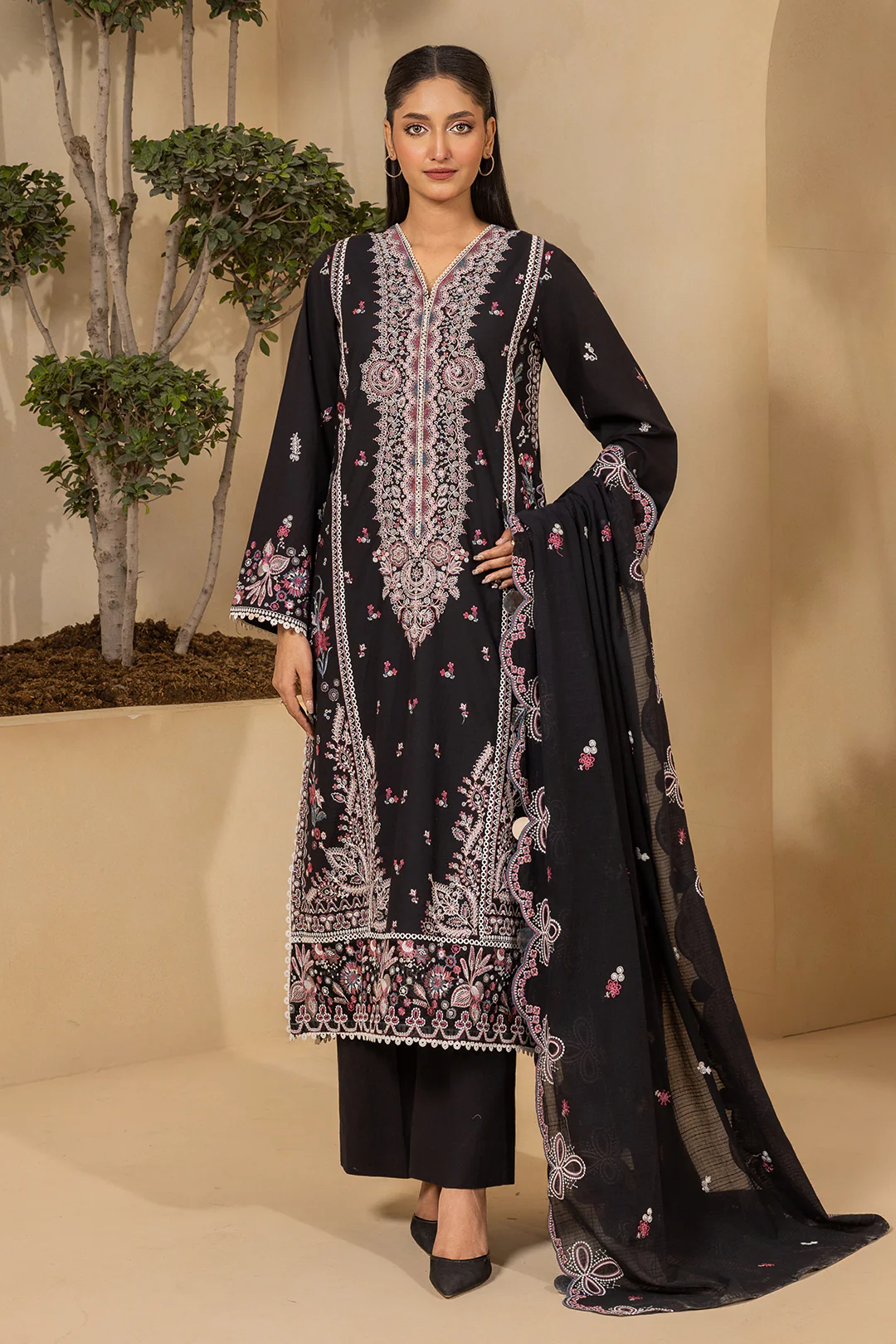 Embroidered Shirt Shalwar Dupatta - 0660 - Image 2
