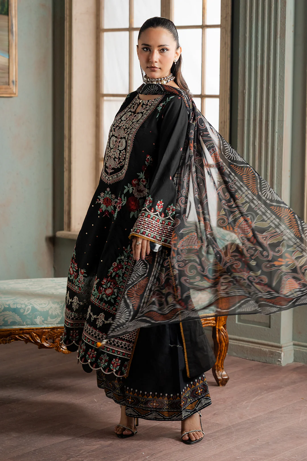 Embroidered Shirt Shalwar Dupatta - 0720 - Image 11