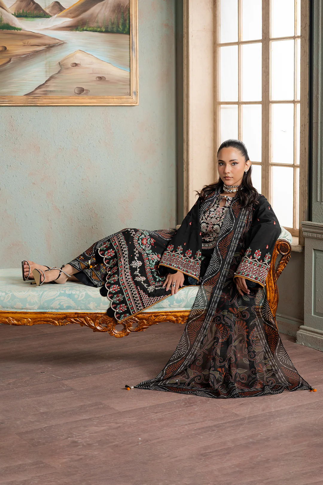 Embroidered Shirt Shalwar Dupatta - 0720 - Image 13