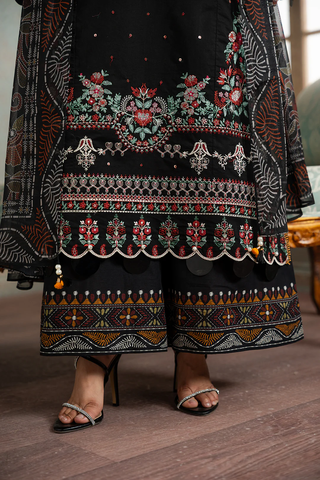 Embroidered Shirt Shalwar Dupatta - 0720 - Image 6