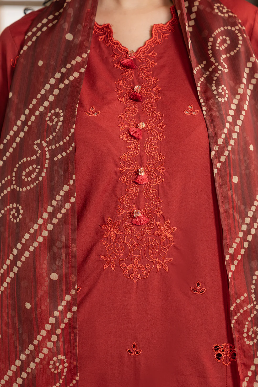 Embroidered Shirt Shalwar Dupatta - 0722 - Image 6