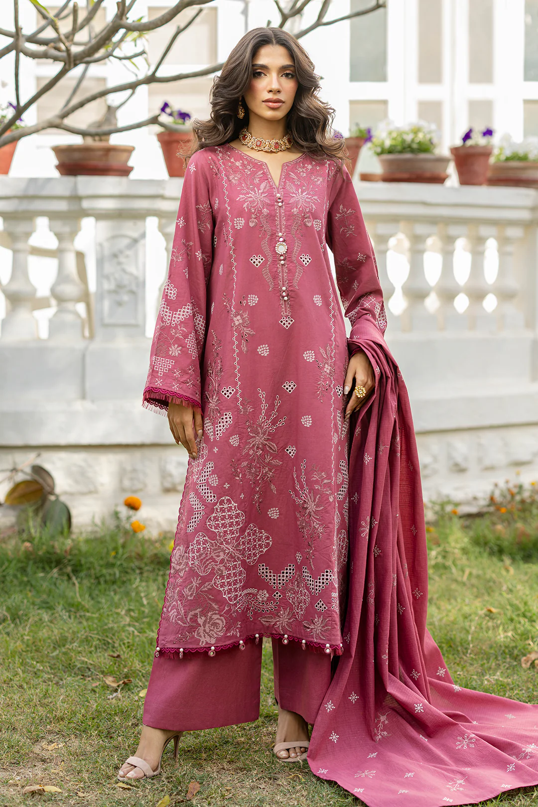 Embroidered Shirt Shalwar Dupatta - 0730 - Image 7