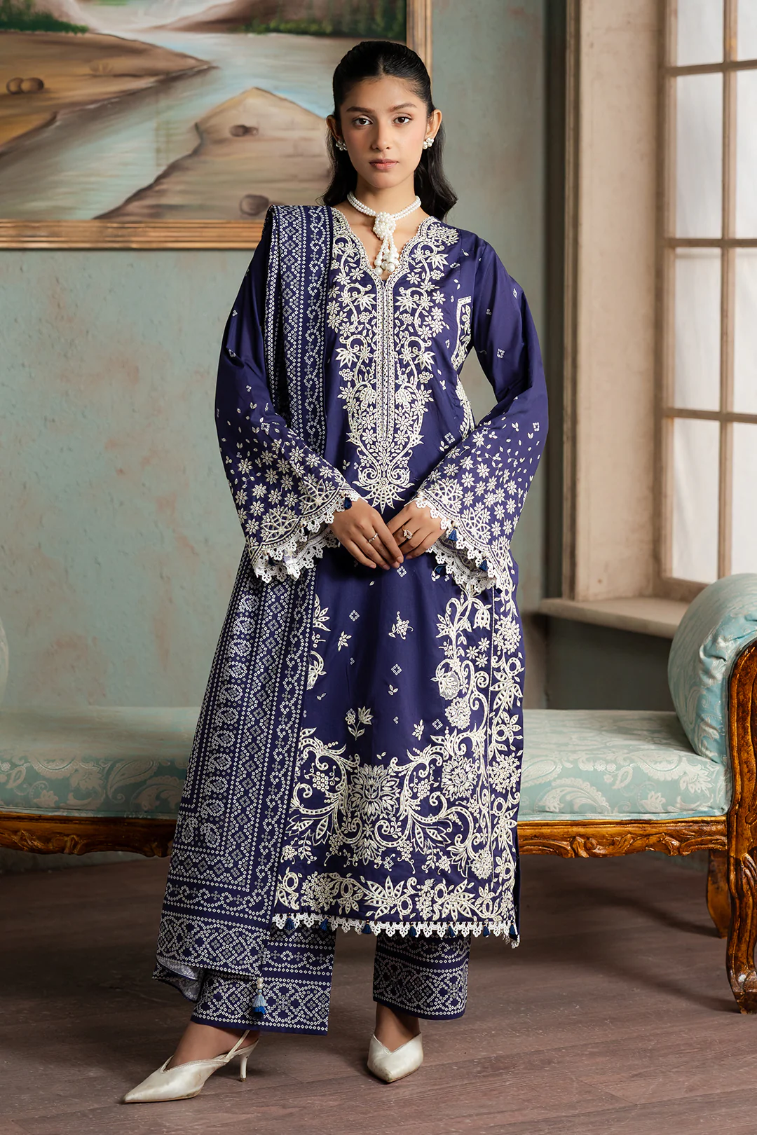 Embroidered Shirt Shalwar Dupatta - 0788 - Image 2