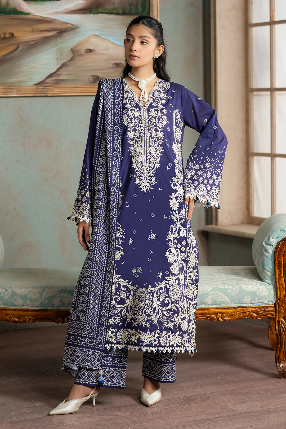 Embroidered Shirt Shalwar Dupatta - 0788 - Image 4