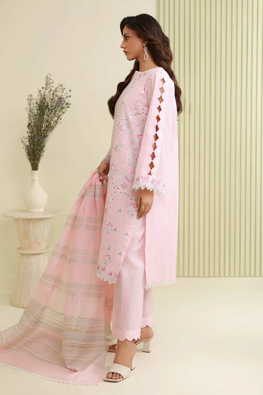 Embroidered Shirt Shalwar Dupatta - 0908 - Image 10