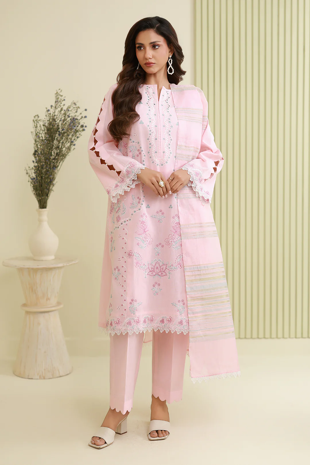 Embroidered Shirt Shalwar Dupatta - 0908 - Image 5