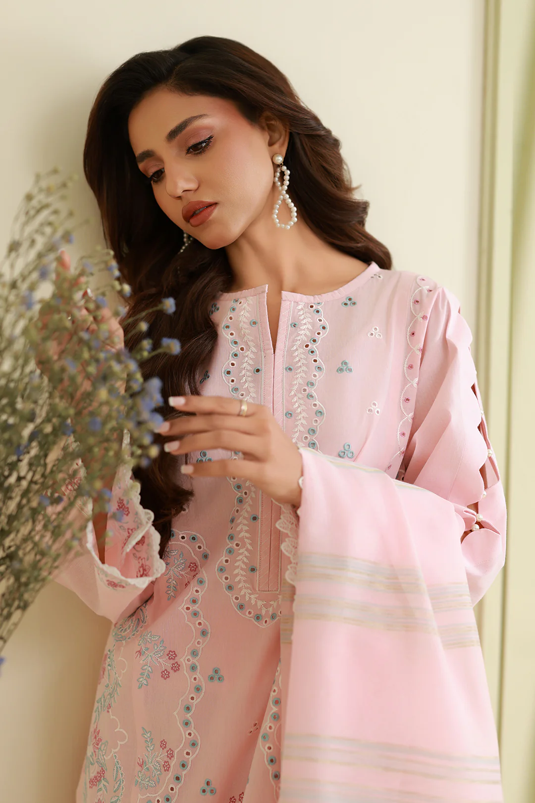 Embroidered Shirt Shalwar Dupatta - 0908 - Image 7