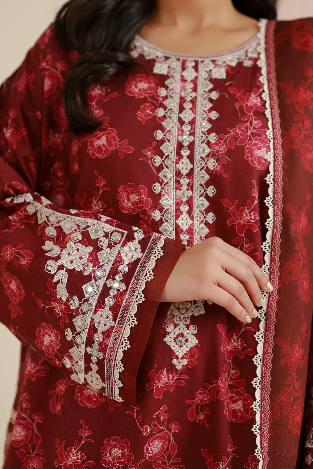 Embroidered Shirt Shalwar Dupatta - 0968 - Image 7