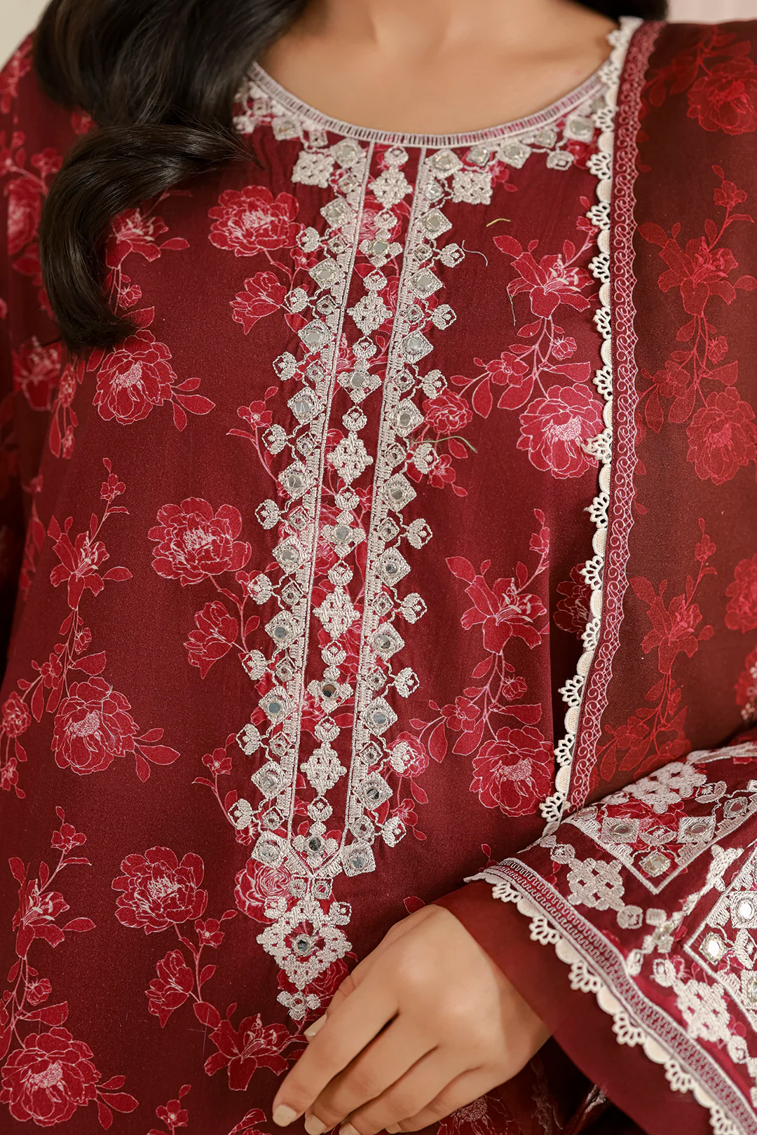Embroidered Shirt Shalwar Dupatta - 0968 - Image 8