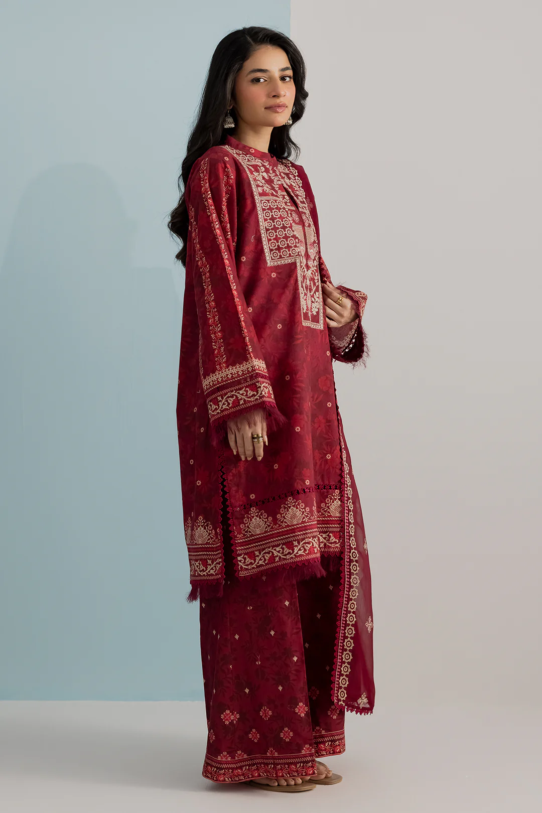 Embroidered Shirt Shalwar Dupatta - 1042 - Image 6