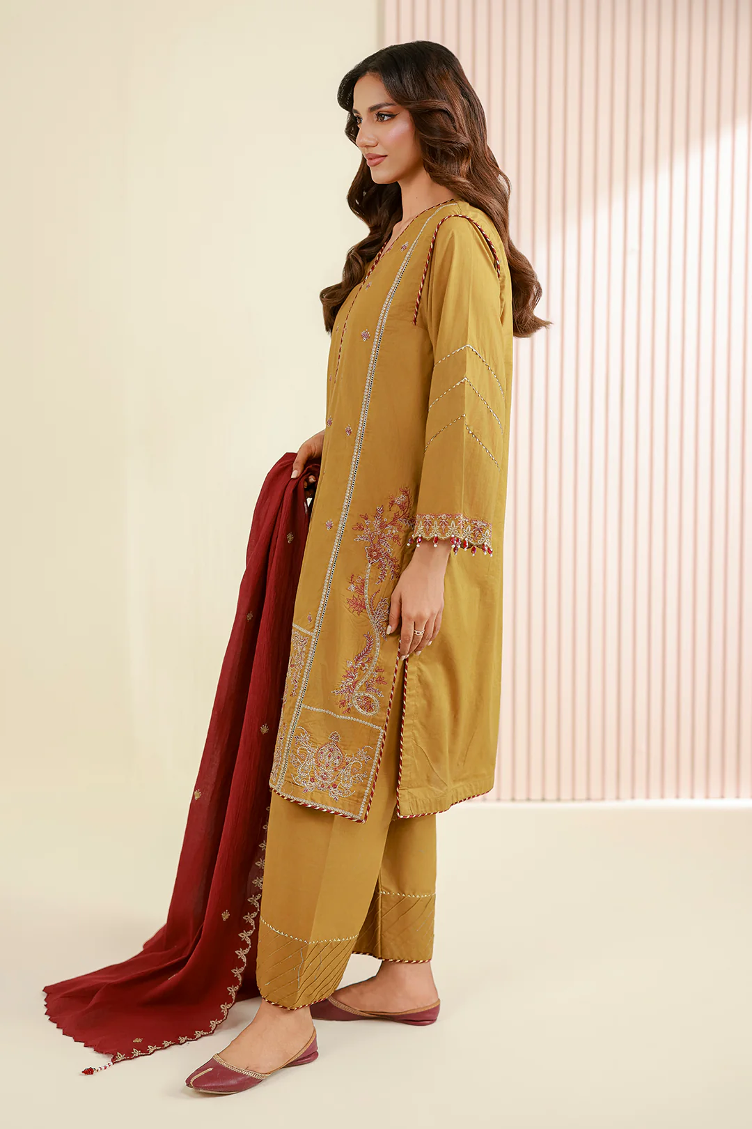 Embroidered Shirt Shalwar Dupatta - 1043 - Image 6
