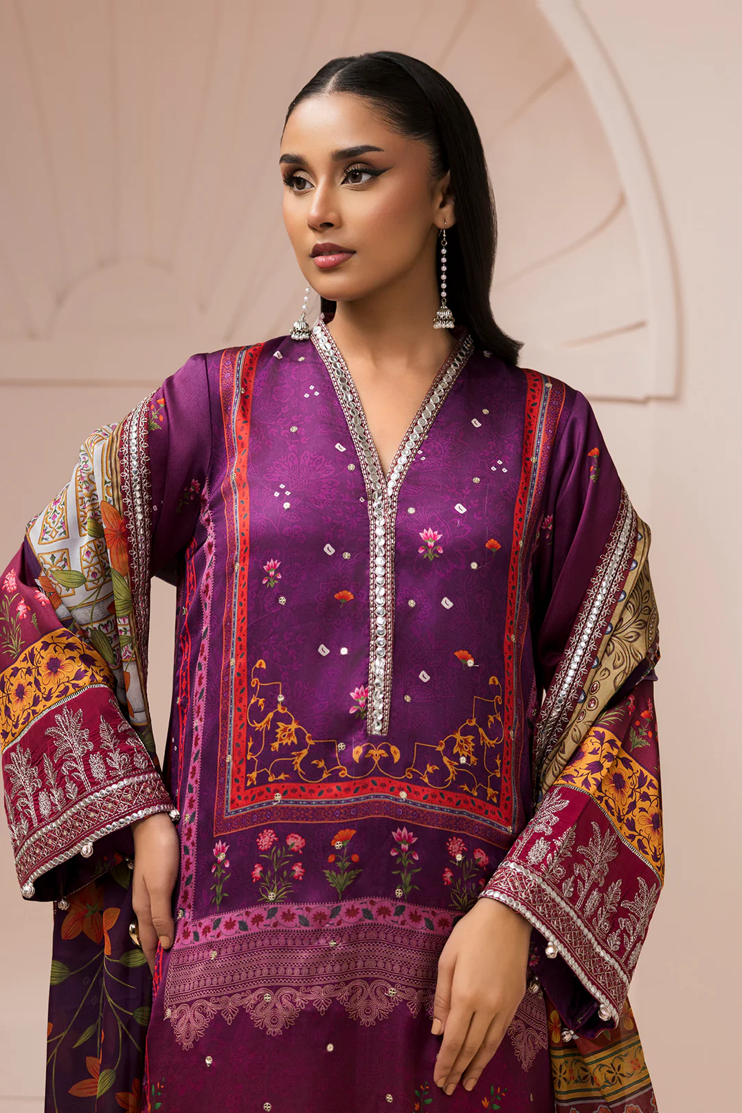 Embroidered Shirt Shalwar Dupatta - 1181 - Image 3