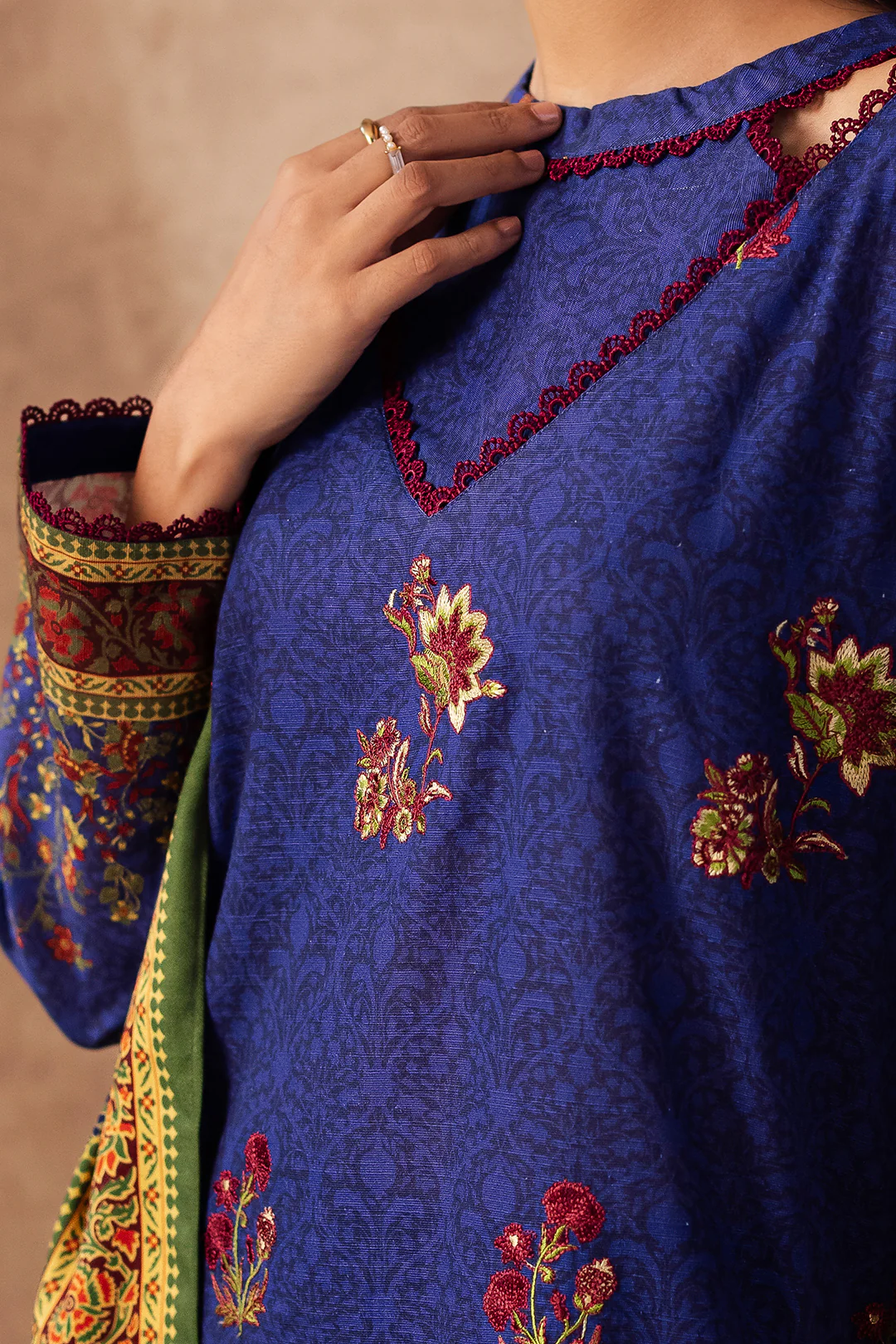 Embroidered Shirt Shalwar Dupatta - 0221 - Image 4