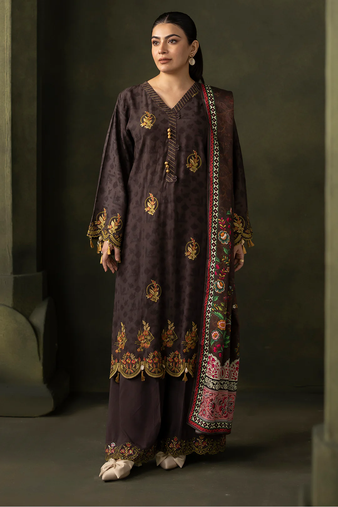 Embroidered Shirt Shalwar Dupatta - 0234 - Image 2