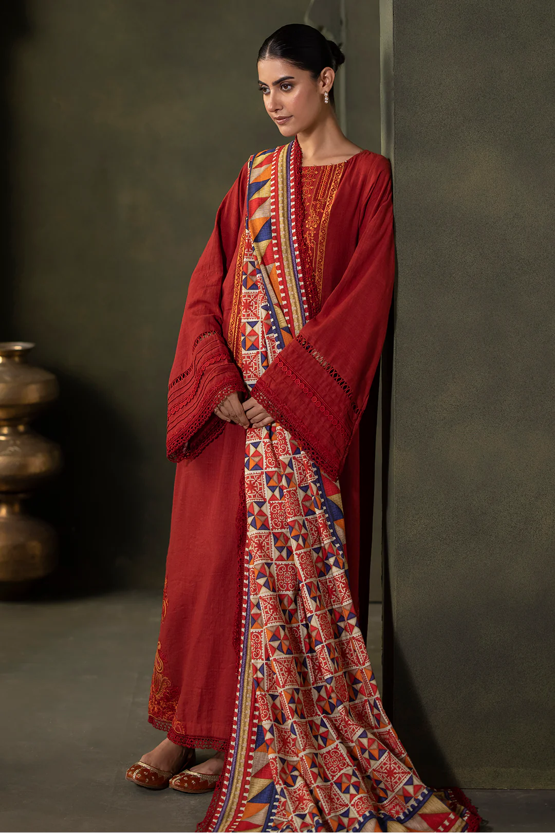 Embroidered Shirt Shalwar Dupatta - 0237 - Image 5