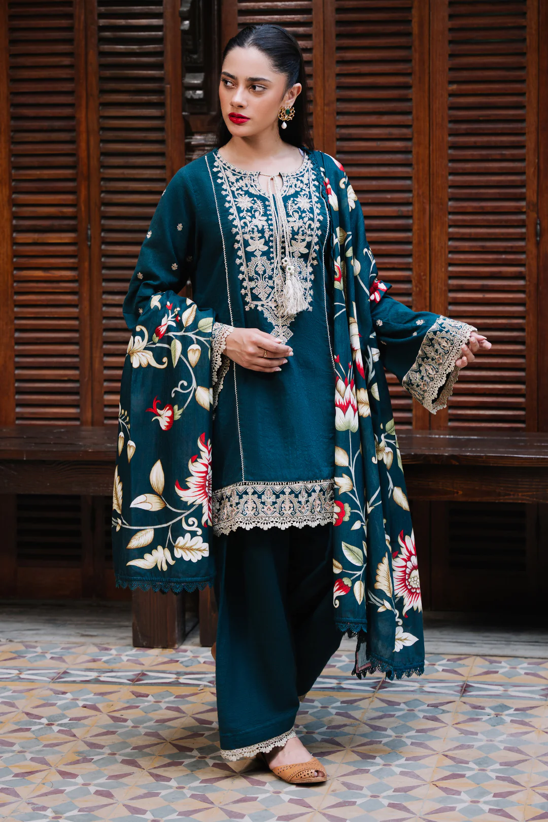Embroidered Shirt Shalwar Dupatta - 0241 - Image 2