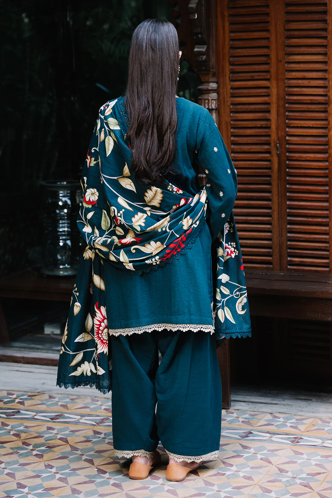 Embroidered Shirt Shalwar Dupatta - 0241 - Image 5