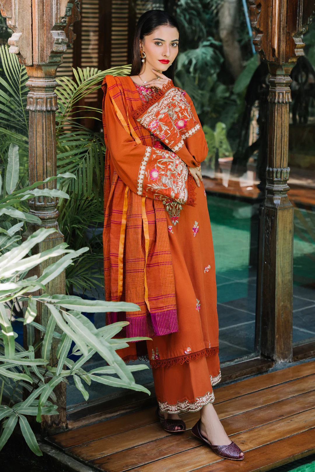 Embroidered Shirt Shalwar Dupatta - 0247 - Image 3