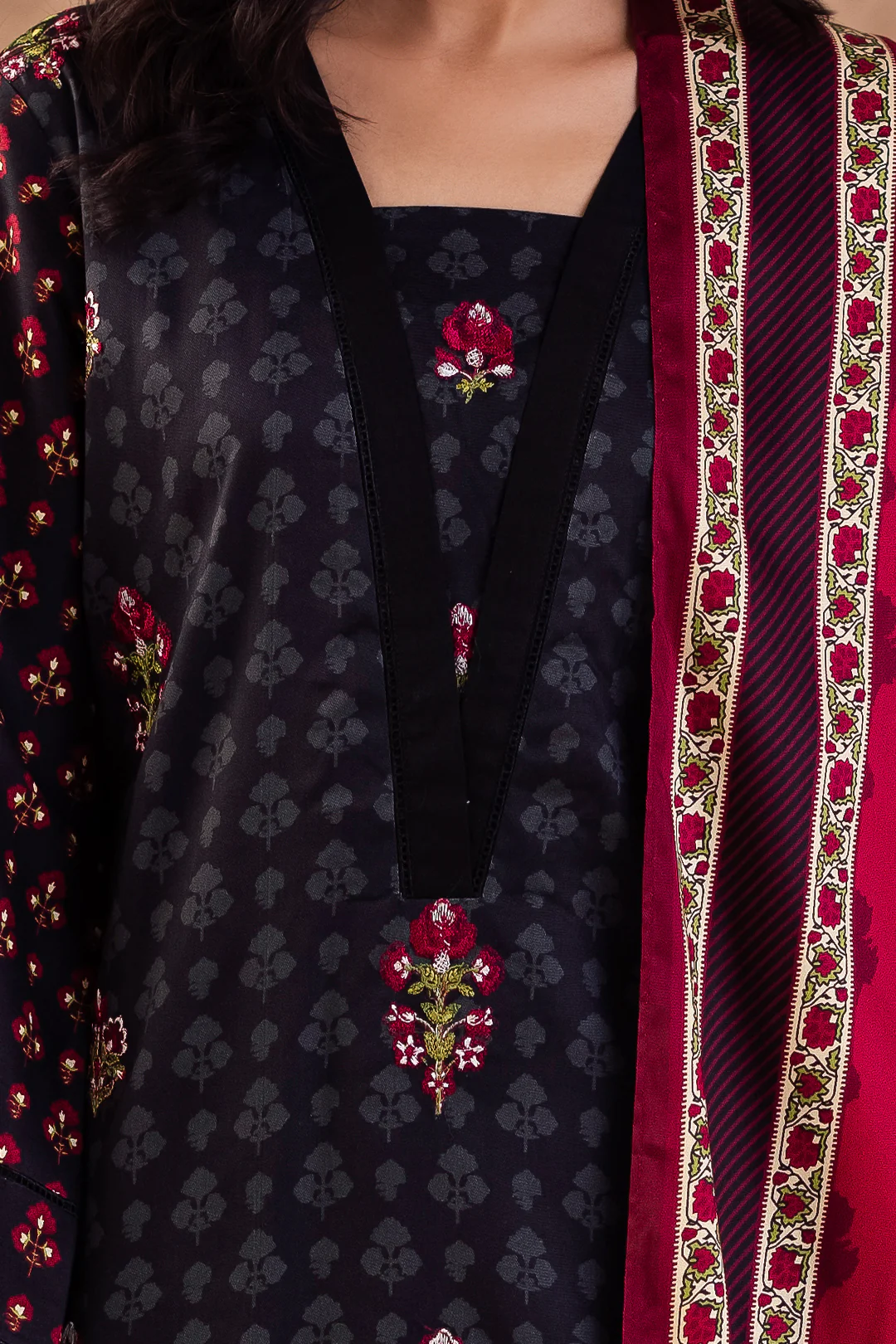 Embroidered Shirt Shalwar Dupatta - 0314 - Image 4