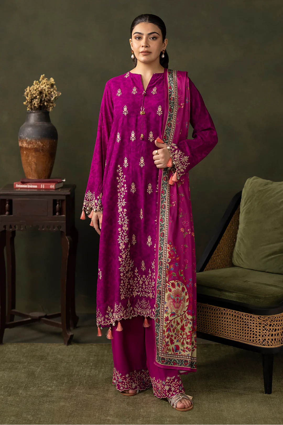 Embroidered Shirt Shalwar Dupatta - 0317 - Image 2