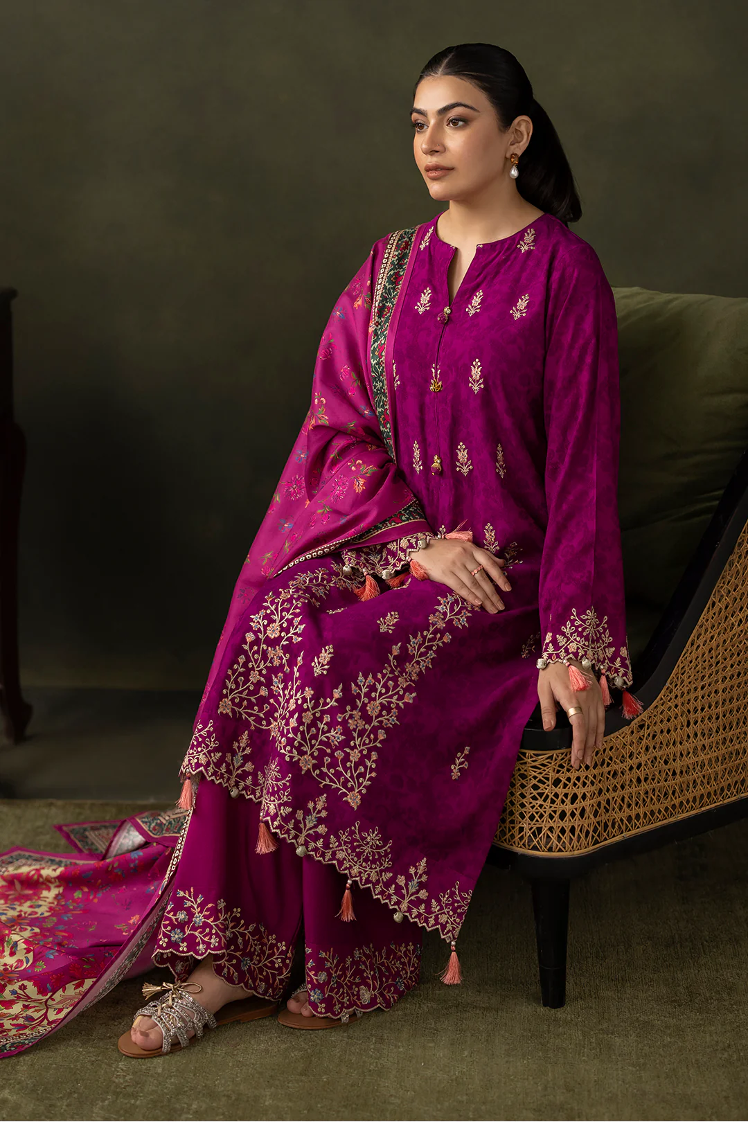 Embroidered Shirt Shalwar Dupatta - 0317 - Image 3