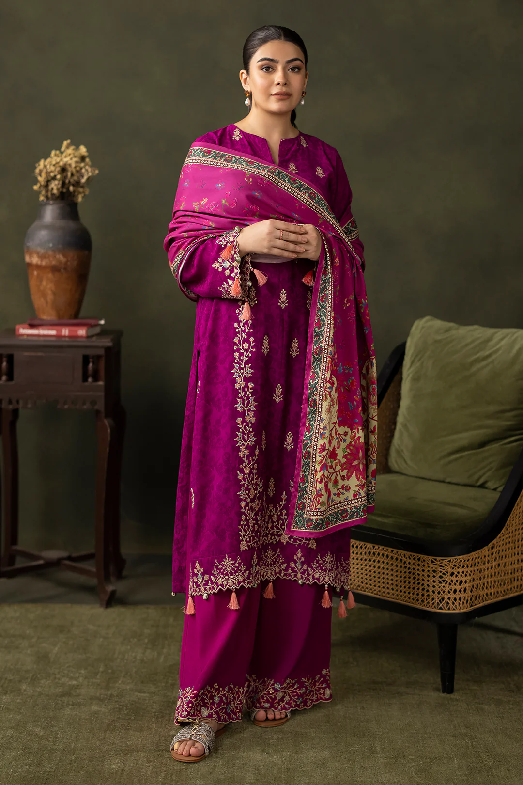 Embroidered Shirt Shalwar Dupatta - 0317 - Image 5
