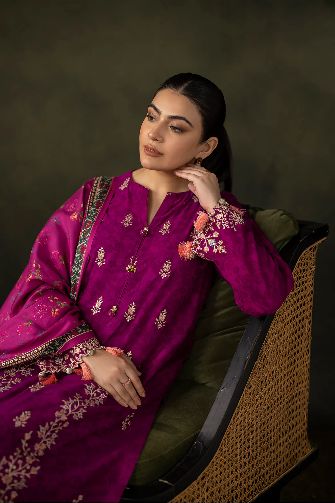 Embroidered Shirt Shalwar Dupatta - 0317 - Image 6