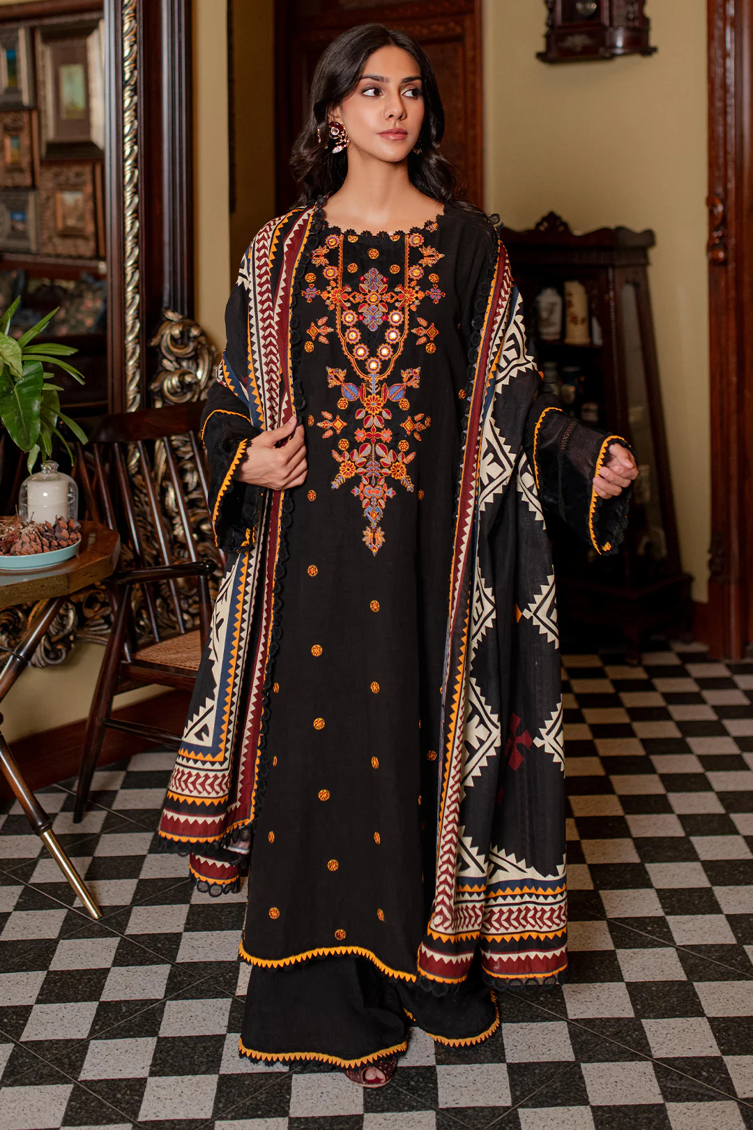 Embroidered Shirt Shalwar Dupatta - 0321 - Image 13