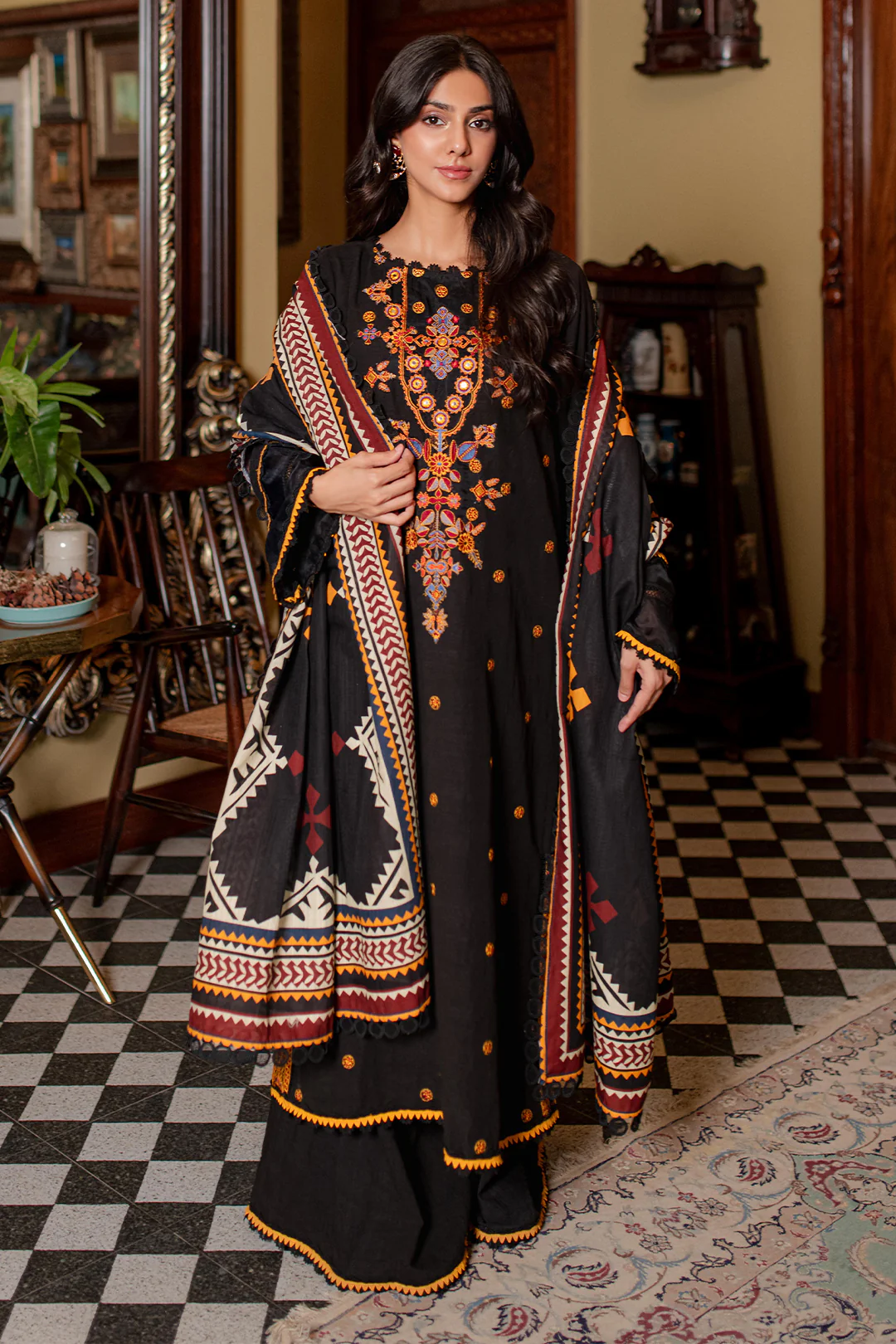 Embroidered Shirt Shalwar Dupatta - 0321 - Image 2