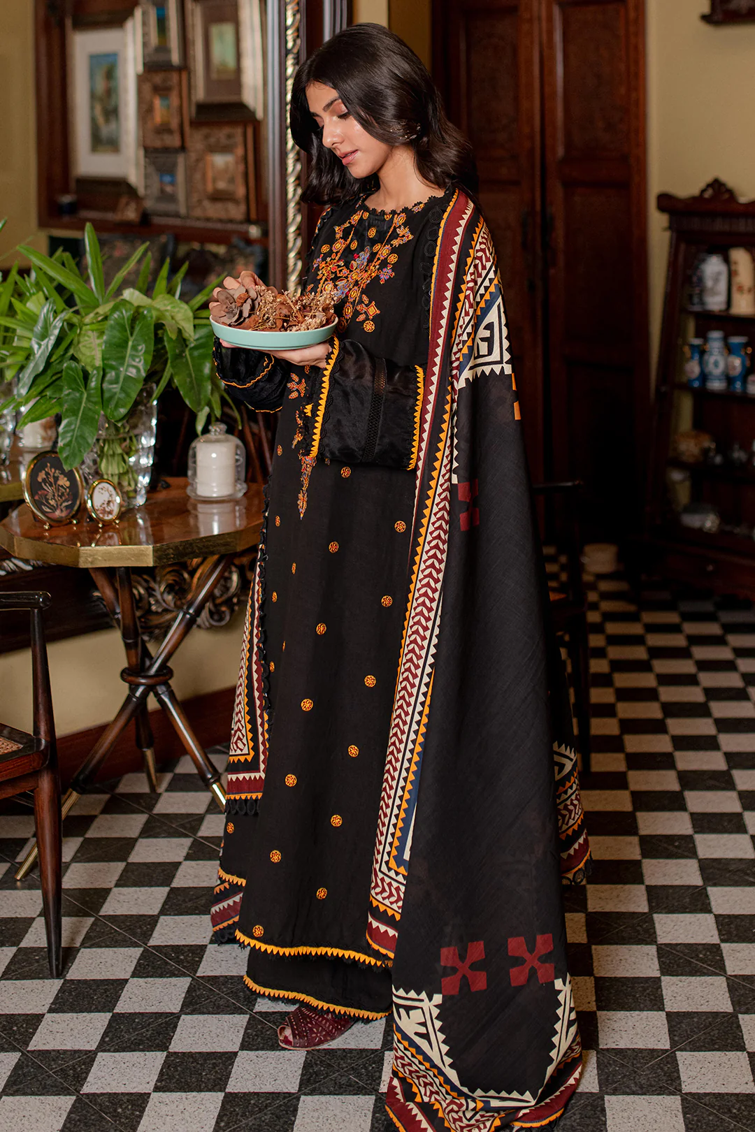 Embroidered Shirt Shalwar Dupatta - 0321 - Image 6