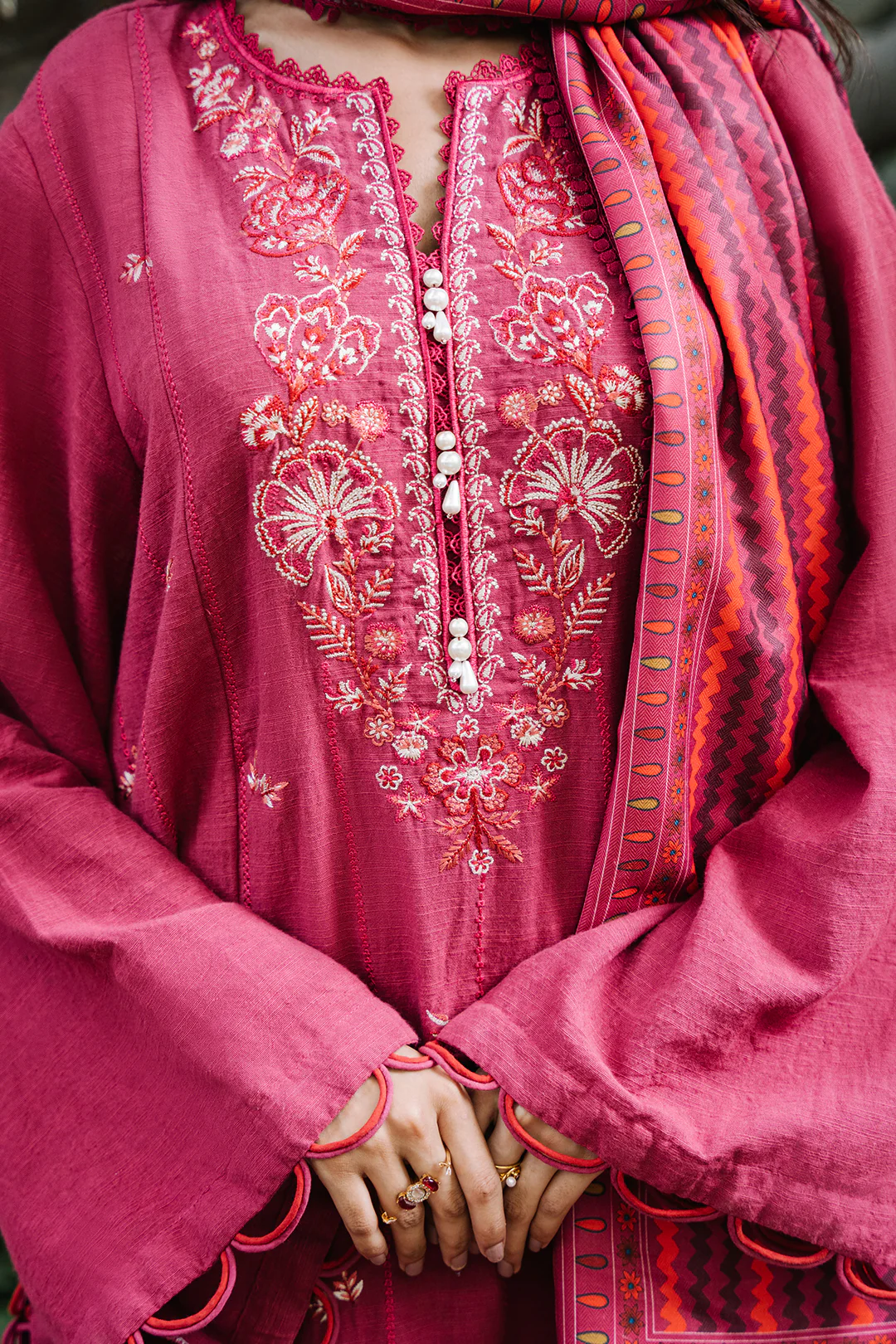 Embroidered Shirt Shalwar Dupatta - 0328 - Image 4
