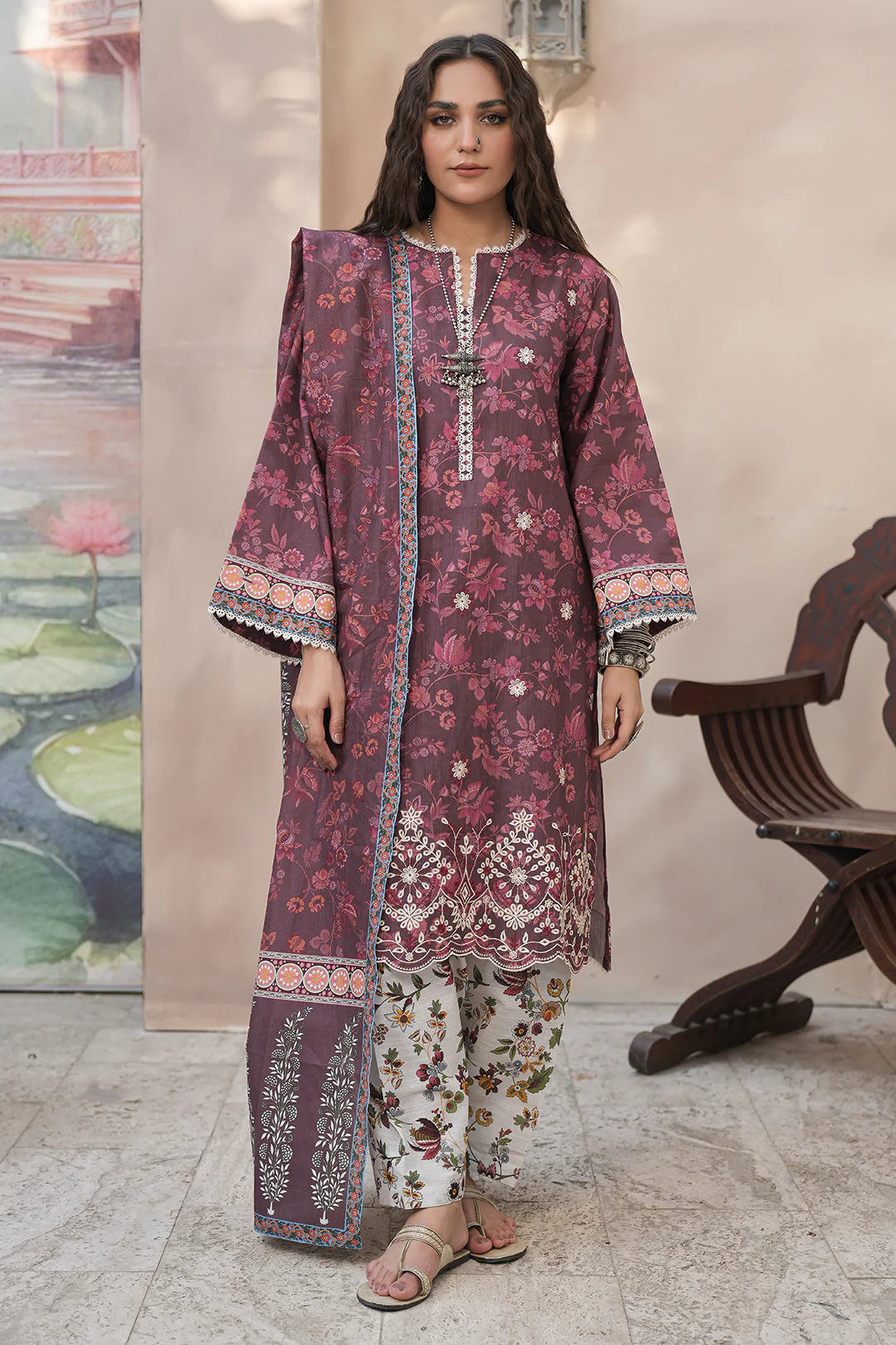 Embroidered Shirt Shalwar Dupatta - 0402 - Image 2