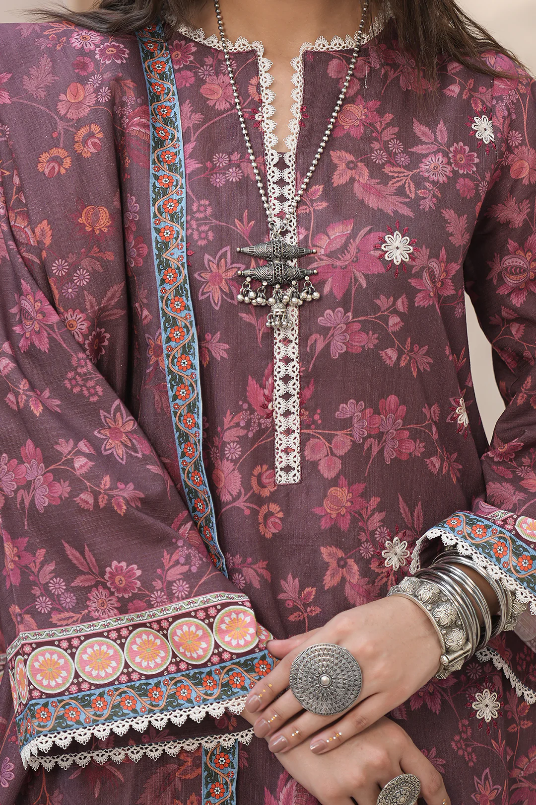 Embroidered Shirt Shalwar Dupatta - 0402 - Image 4