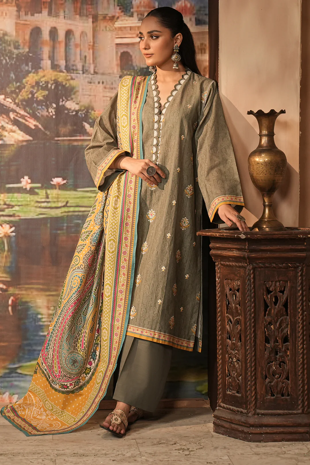Embroidered Shirt Shalwar Dupatta - 0404 - Image 2