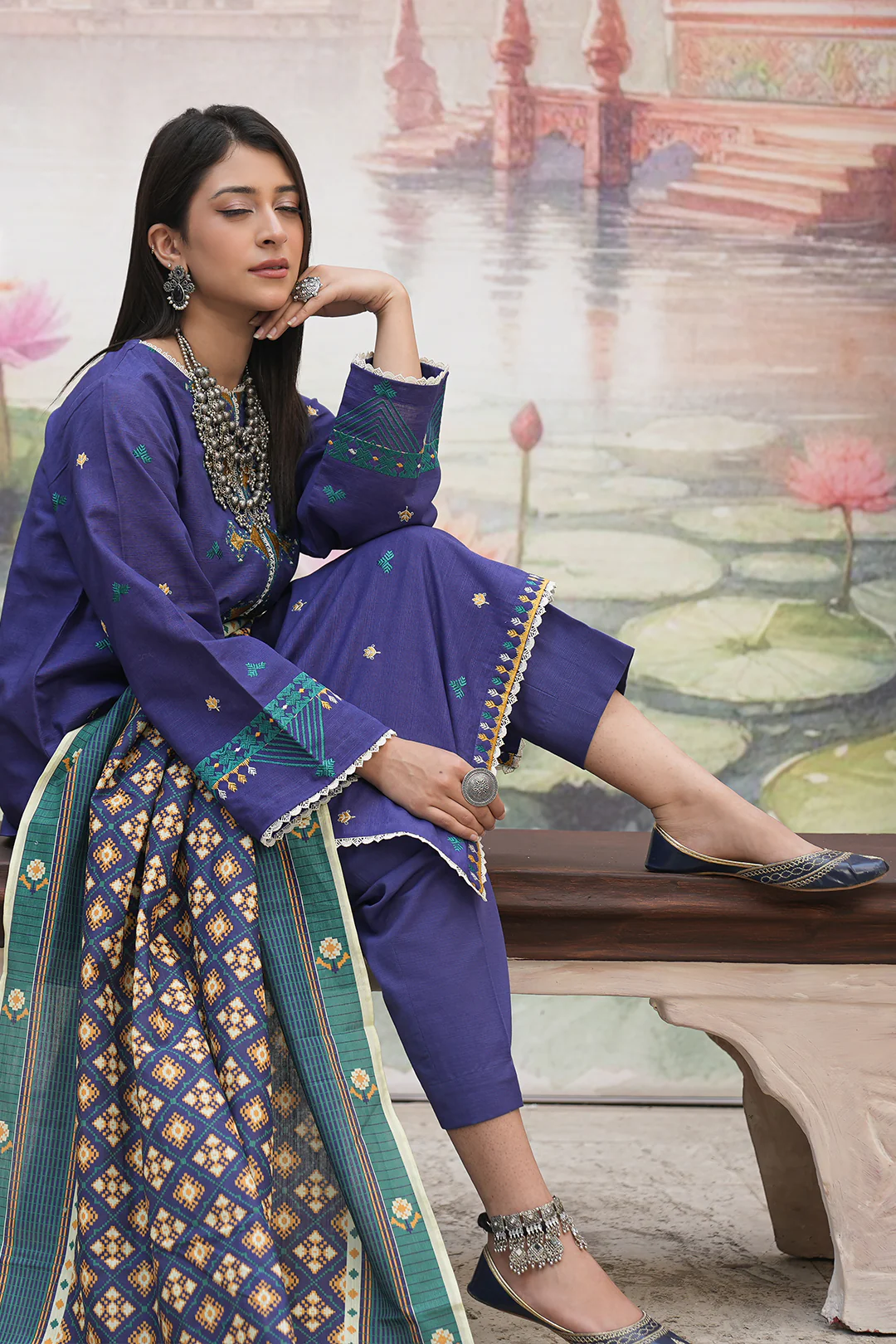 Embroidered Shirt Shalwar Dupatta - 0406 - Image 3