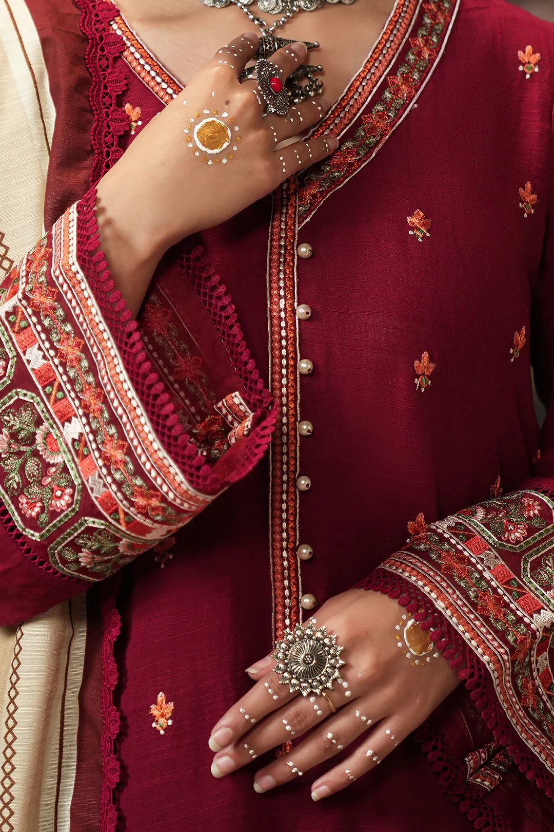 Embroidered Shirt Shalwar Dupatta - 0411 - Image 4