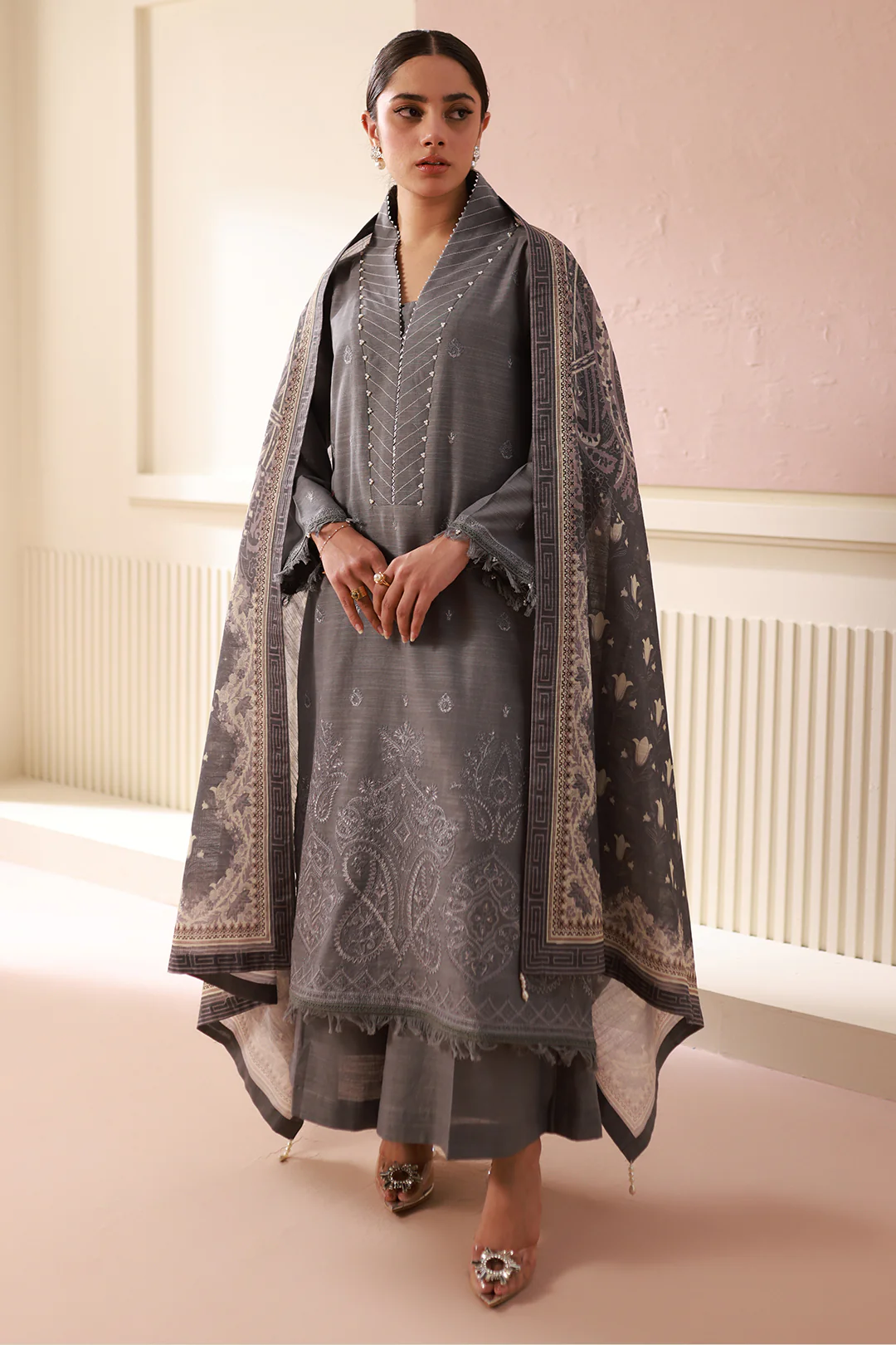 Embroidered Shirt Shalwar Dupatta - 0412 - Image 3
